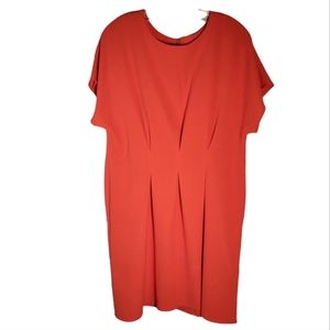 ASOS orange red pleat front midi dress Size 14